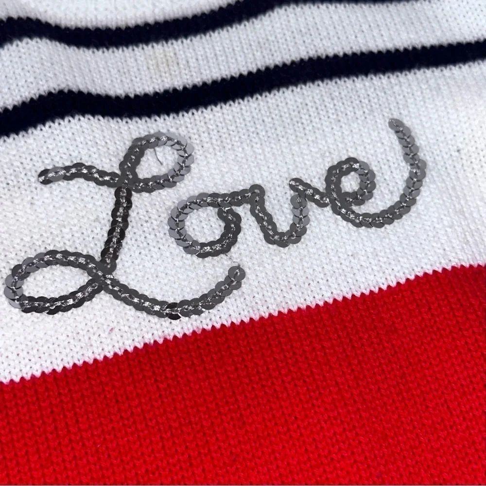 Gymboree Girls LOVE Sweater Dress Red Stripe Sequin Small 5/6 Valentines